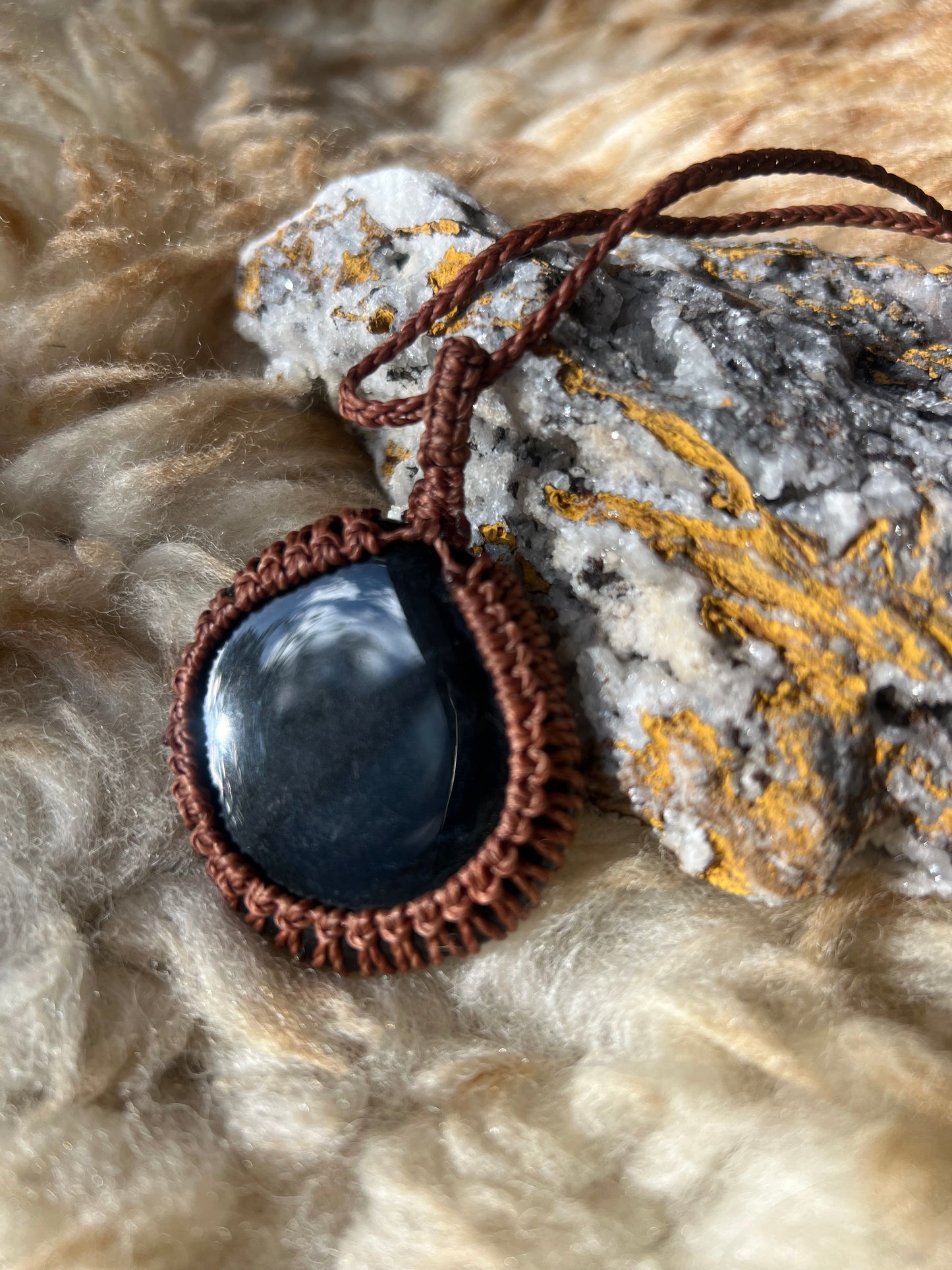 Aquarius Moon Necklace - Obsidian Necklace