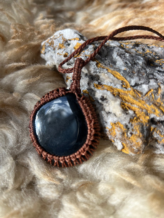 Aquarius Moon Necklace - Obsidian Necklace
