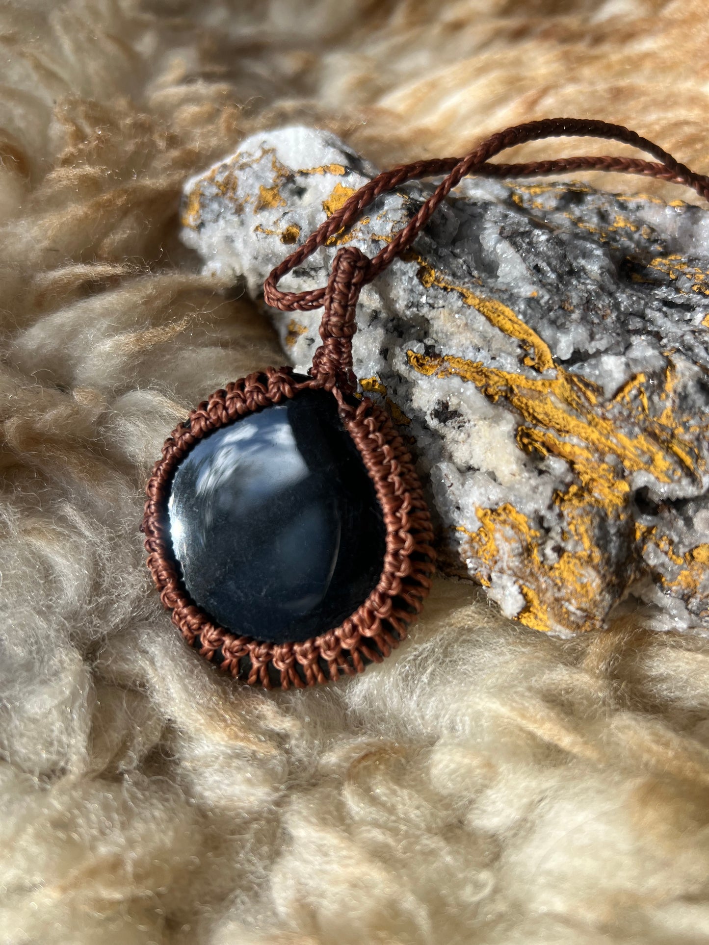 Aquarius Moon Necklace - Obsidian Necklace