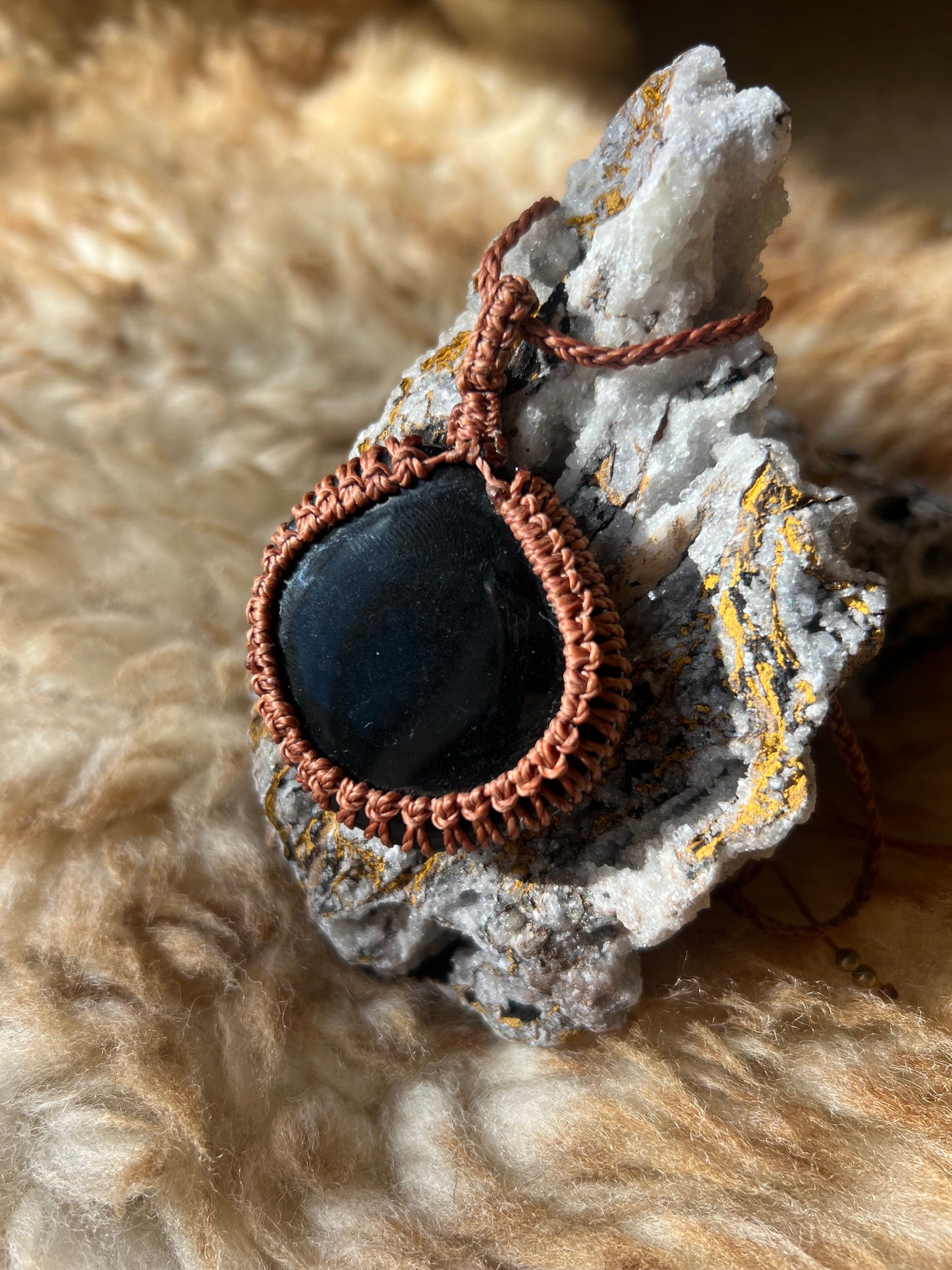 Aquarius Moon Necklace - Obsidian Necklace