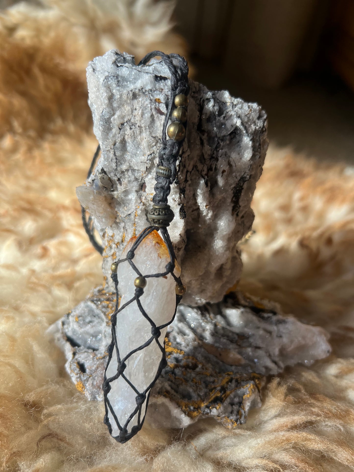 Aquarius Moon Necklace - Raw Citrine Necklace