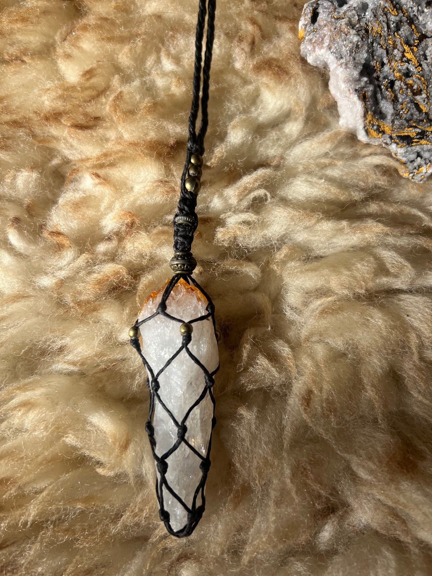 Aquarius Moon Necklace - Raw Citrine Necklace