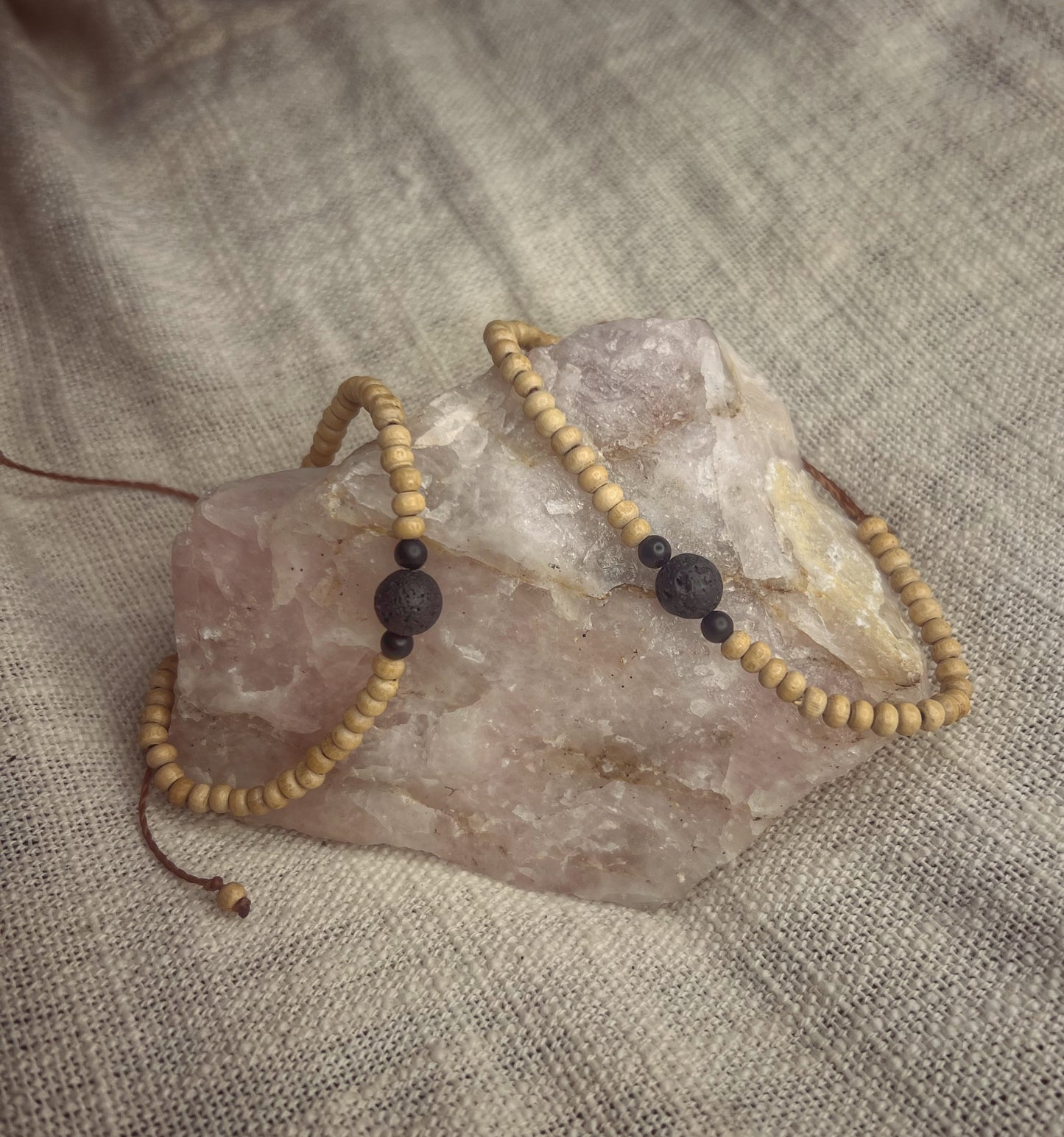 Lava Stone & wooden Bead Bracelet