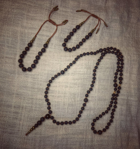 Lava Stone Mala and Braclet