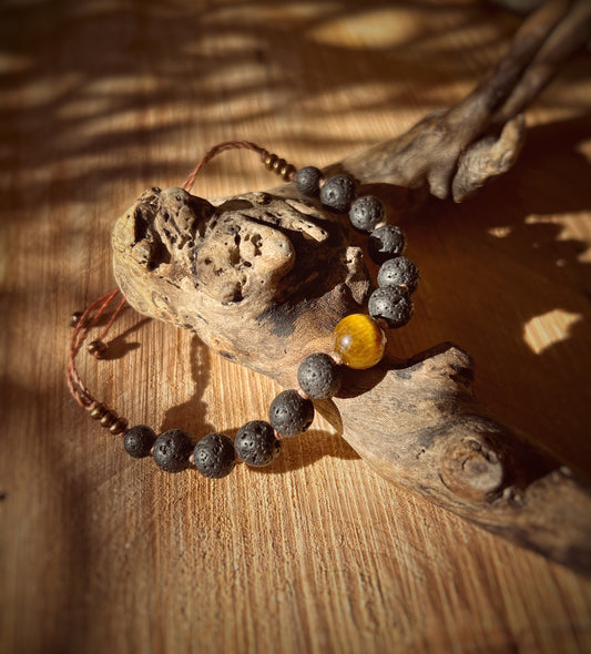 Tigers eye and Lava Stone Bracelet