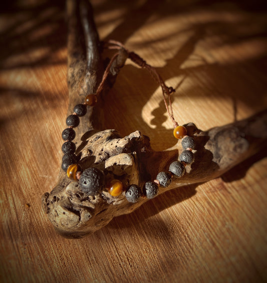 Lava Stone and Tigers eye Bracelet