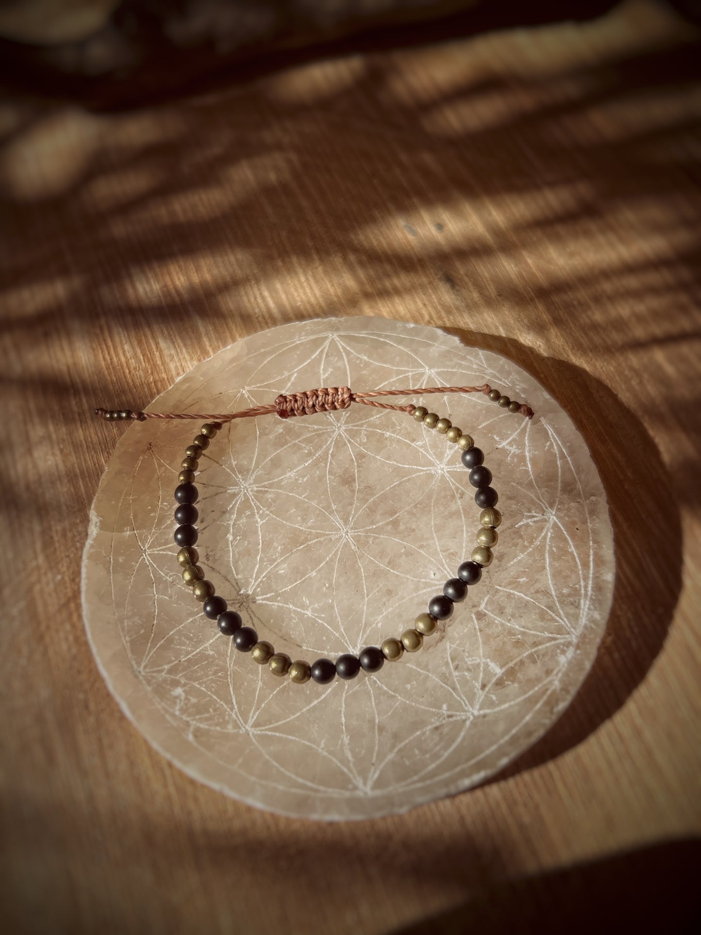 Brass and Black resin bead Bracelet